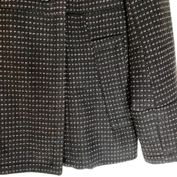 Banana Republic Brown With Pink/White Accent Double Breasted Pea Coat Wool Blend - Picture 4 of 8